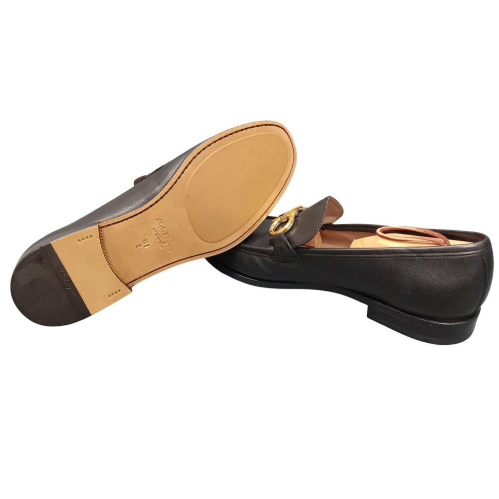 SALVATORE FERRAGAMO ITALY Rolo Black Leather Bit Loafer Mens 11.5 NEW IN BOX! - Picture 2 of 14